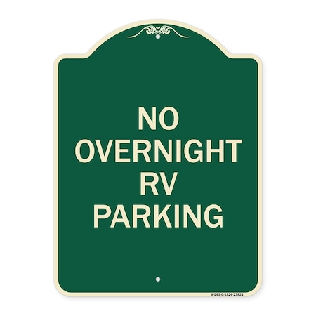 Signmission No Overnight RV Parking Heavy-Gauge Aluminum Architectural Sign, 24" x 18", G-1824-23824 A-DES-G-1824-23824